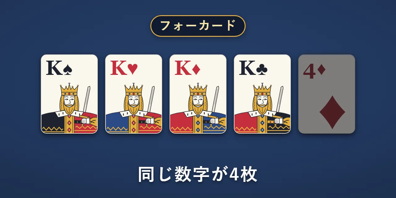 Kが4枚と、ダイヤの4。フォーカード