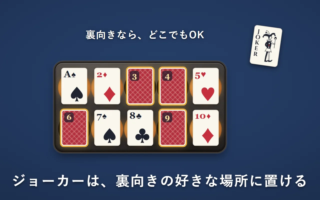 ジョーカーを持っていて、鉄板の裏向きの場所（3・4・6・9）が全部光っている